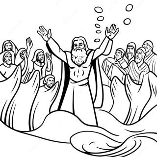 Moses som Delar Röda Havet Målarbok | Gamla Testamentet målarbild