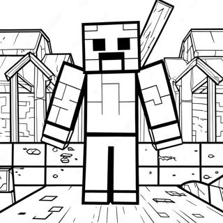 Minecraft Bybo Målarbok | Minecraft Bybo målarbild