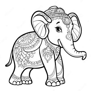 Färgglad Thailändsk Elefant Målarbok | Thailand målarbild