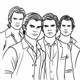 Vampire Diaries karaktärsgrupp färgläggningssida | TVD målarbild