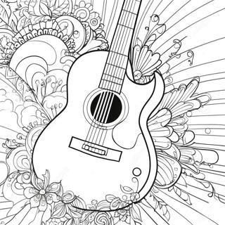 Färgglad gitarrfärgläggningssida | Instrument målarbild
