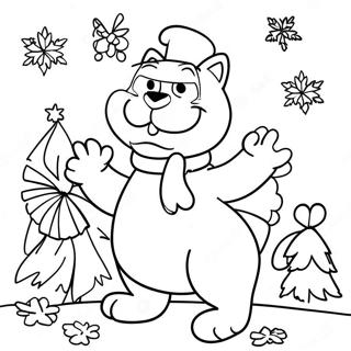 Garfield jul färgläggningssida | Garfield Jul målarbild