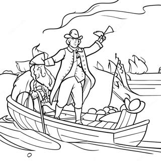 George Washington korsar Delaware färgläggningssida | George Washington Ark målarbild