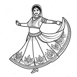 Indisk flicka dansar i lehenga färgläggningssida | Indisk Flicka målarbild