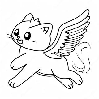 Magisk Vingad Katt Flygande Målarbild | Vingad katt målarbild