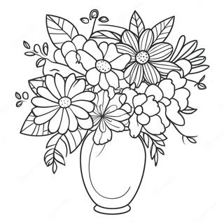 Vackra blommor i en vas färgläggningssida | Blommor i en vas målarbild