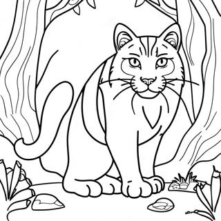 Majestätisk vildkatt i skogen målarbild | Vildkatt målarbild