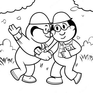 Burt och Ernie Lekande i Parken Målarbild | Burt och Ernie målarbild