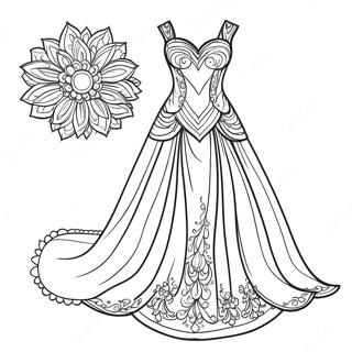Elegant Aftonklänning Målarbok | Realistisk Mode målarbild