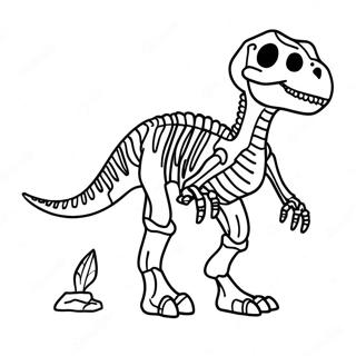 Dinosaurieskelett färgläggningssida | Dinosaurieskelett målarbild
