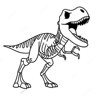 T-Rex skelett vrålande färgläggningssida | Dinosaurieskelett målarbild