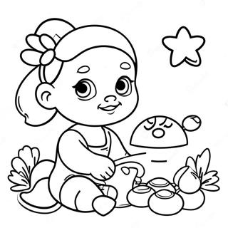 Baby Jasmine leker med leksaker färgläggningssida | Baby Jasmine målarbild