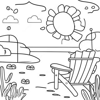 Adjö sommar solnedgång färgläggningssida | Adjö Sommar målarbild
