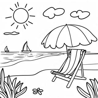 Vårlov Strandscen Färgläggningssida | Vårlov målarbild
