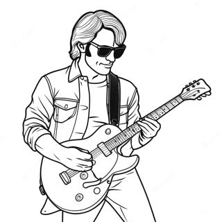 Rock n Roll Gitarrist Färgläggningssida | Rock n Roll målarbild