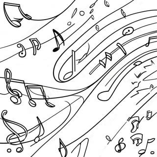 Färgglada Musiknoter Dans Färgläggningssida | Musiknoter målarbild