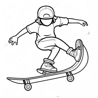 Thrasher skateboardåkare som utför trick målarbok | Thrasher Skateboard målarbild