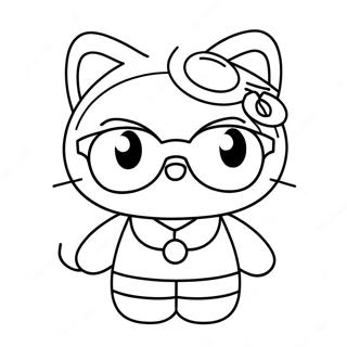 Söt Hello Kitty i solglasögon färgläggningssida | Sommar Hello Kitty målarbild
