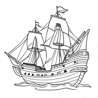 Mayflower Skepp Färgläggningssida | Majblomma målarbild