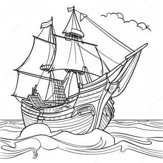 Historisk Mayflower Resa Färgläggningssida | Majblomma målarbild