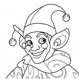Rolig Narr med Färgglad Hatt Färgläggningssida | Narr målarbild