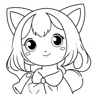 Söt Anime Flicka med Kattöron Målarbild | Anime Flicka målarbild