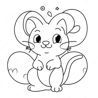 Söt Mew med Ballonger Målarbok | Mew målarbild