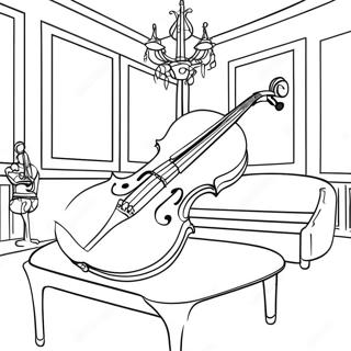 Elegant Violin i ett Musikrum Färgläggningssida | Violin målarbild