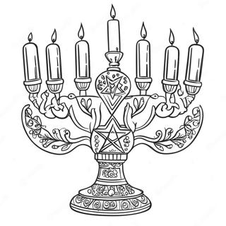 Hanukkah Menorah Målarbild | Hanukkah Menorah målarbild