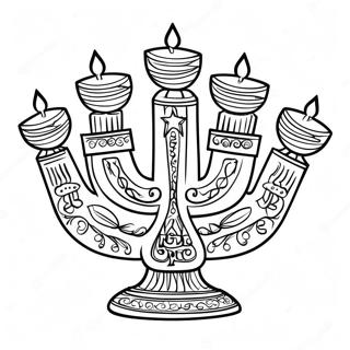 Dekorativ Hanukkah Menorah Målarbild | Hanukkah Menorah målarbild
