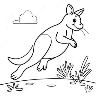 Känguru Hoppar Målarbok | Bokstaven K målarbild