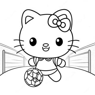 Söt Hello Kitty Spelar Fotboll Målarbild | Hello Kitty Fotboll målarbild