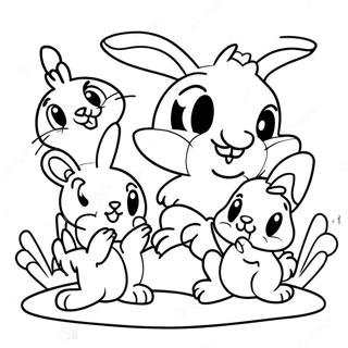 Bunny och vänner Tiny Toons färgläggningssida | Små Toons målarbild