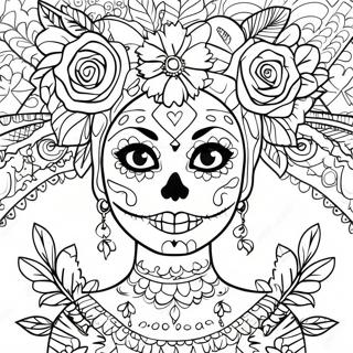 Färgglad Dödsdagen Catrina Målarbild | De dödas dag målarbild