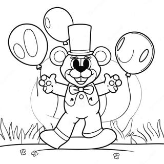 Funtime Freddy med Ballonger Färgläggningssida | Funtime Freddy målarbild