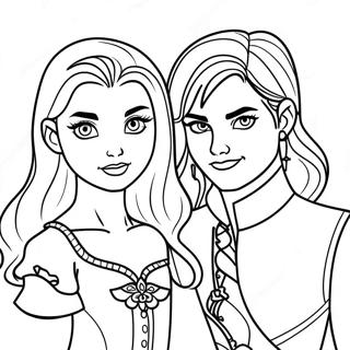 Mal och Evie Descendants 3 Färgläggningssida | Mal Evie Efterkommande 3 målarbild