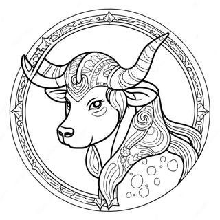 Taurus stjärntecken färgläggningssida | Oxen målarbild