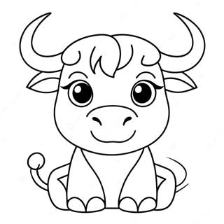 Söt Taurus tjur färgläggningssida | Oxen målarbild