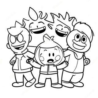 Eddsworld karaktärer i aktion färgläggningssida | Eddsvärlden målarbild
