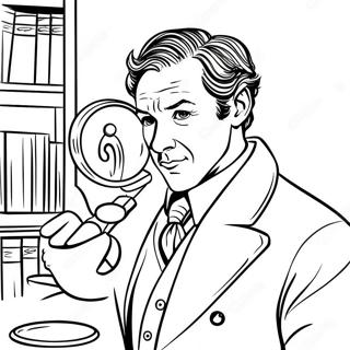 Sherlock Holmes med förstoringsglas färgläggningssida | Sherlock Holmes målarbild