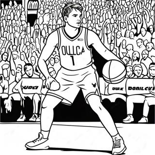 Luka Doncic Dribblande Basket Målarbild | Luka Doncic målarbild