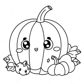 Söt Kawaii Pumpa Målarbild | Kawaii Halloween målarbild