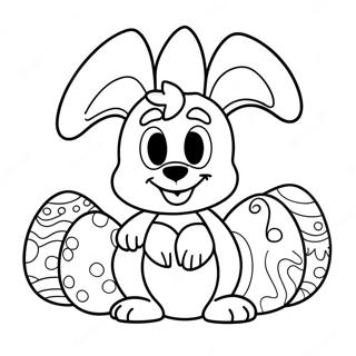 Bluey med Färgglada Påskägg Målarbild | Bluey Påsk målarbild