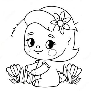Söt Amy med Blommor Målarbild | Amy målarbild
