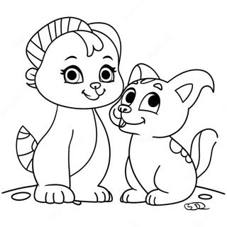Cleo och Cuquin leker tillsammans färgläggningssida | Cleo och Cuquin målarbild