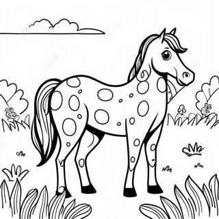 Prickig Appaloosa Häst i äng Målarbild | Appaloosa Häst målarbild