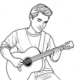 Zach Bryan Spelar Gitarr Färgläggningssida | Zach Bryan målarbild