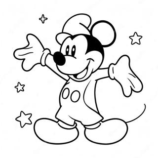 Magisk trollkarl Mickey med stjärnor målarbild | Trollkarl Mickey målarbild