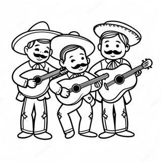 Färgglad Mariachi Band som Spelar Instrument Färgläggningssida | Mariachi målarbild