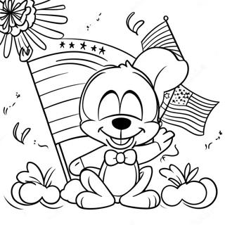 Disney 4:e Juli Firande Färgläggningssida | Disney 4 juli målarbild